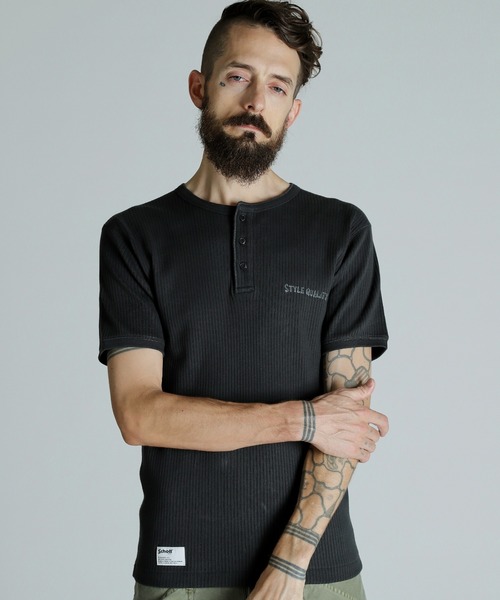 Schott N.Y.C tシャツ Schott/ショット/ARMY RIB HENLEY T-SHIRT