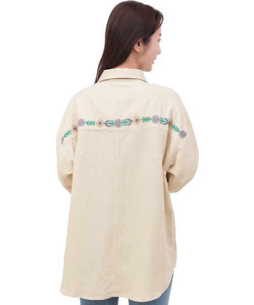 ブラウス シャツ リネン混フロル刺繍シャツ レディース チチカカ ブラウス シャツ リネン混フロル刺繍シャツ レディース