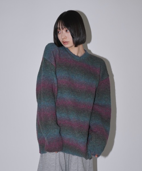 Uenui ニット セーター ボーダー グラデーション ニット オーバー