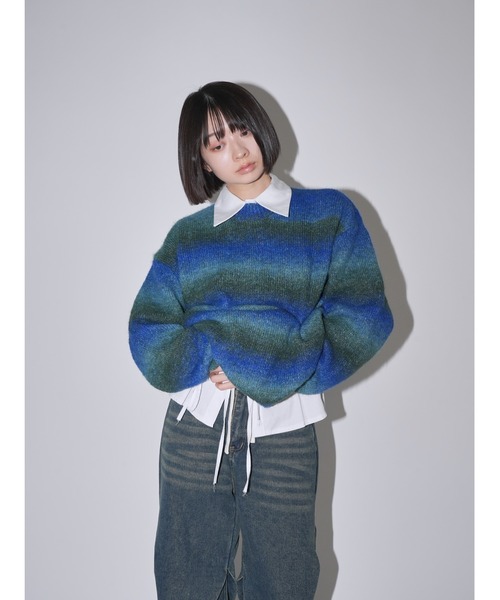 Uenui ニット セーター ボーダー グラデーション ニット オーバー