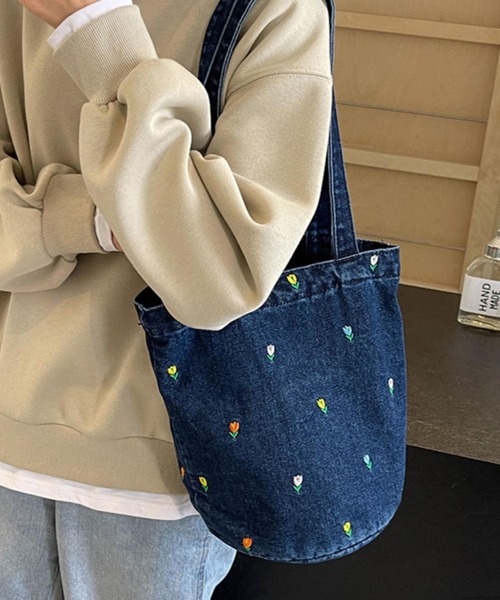 TONE（トネ） トートバッグ Liaa/チューリップ柄 デニム トートバッグ