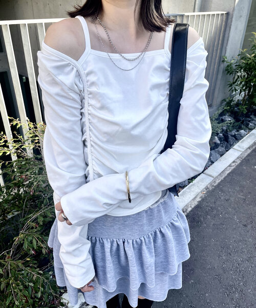 tシャツ 「mline」ドットシャーリングＴシャツ レディース M-LINE tシャツ 「mline」ドットリボンTシャツ レディース