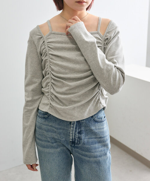 tシャツ 「mline」ドットシャーリングＴシャツ レディース M-LINE tシャツ 「mline」デザイントップス レディース