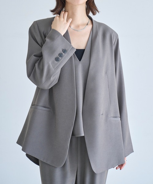 meilmada ノーカラーツイルジャケット　mさま専用 meilmada ジャケット ノーカラージャケット ノーカラーツイル