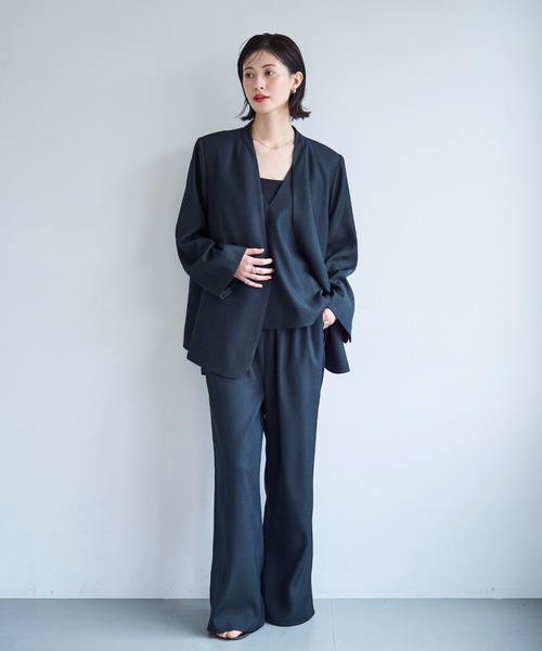 トップブランドのファッション meilmada ノーカラーツイル ノーカラージャケット ジャケット ジャケット・アウター