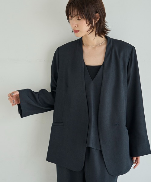 meilmada ノーカラーツイルジャケット mさま専用 meilmada ジャケット ノーカラージャケット ノーカラーツイル