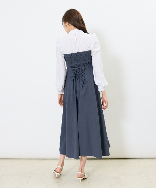 And Couture ワンピース ヨーク切替リボンタイワンピース