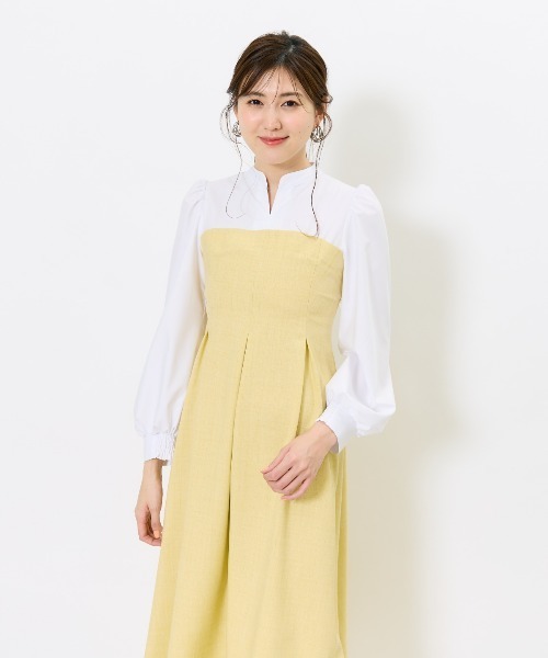 美品✨ アンドクチュール ヨーク 切替 ギンガム ボウタイ ロング ワンピース 美品✨ アンドクチュール ヨーク 切替 ギンガム ボウタイ ロング