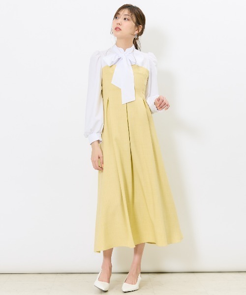 美品✨ アンドクチュール ヨーク 切替 ギンガム ボウタイ ロング ワンピース ヨーク切替ギンガムボウタイワンピース(505180203) | AND