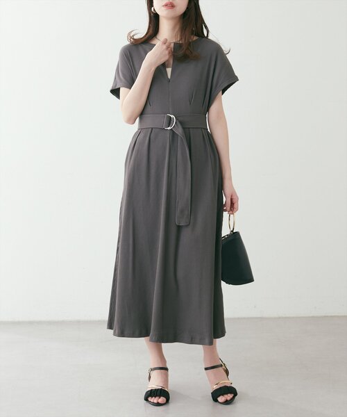 natural couture ワンピース 「mamamo」テレコリブZIPあき2way