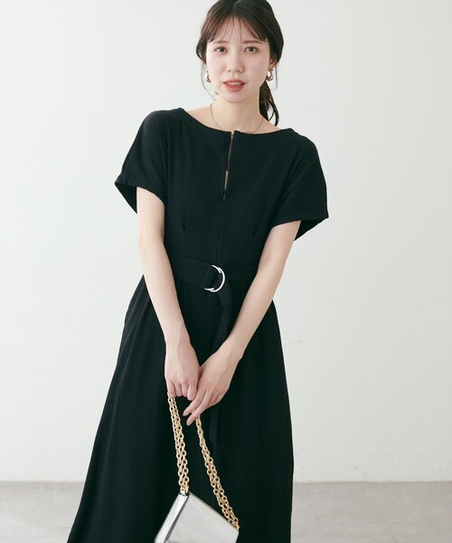 natural couture ワンピース 「mamamo」テレコリブZIPあき2way