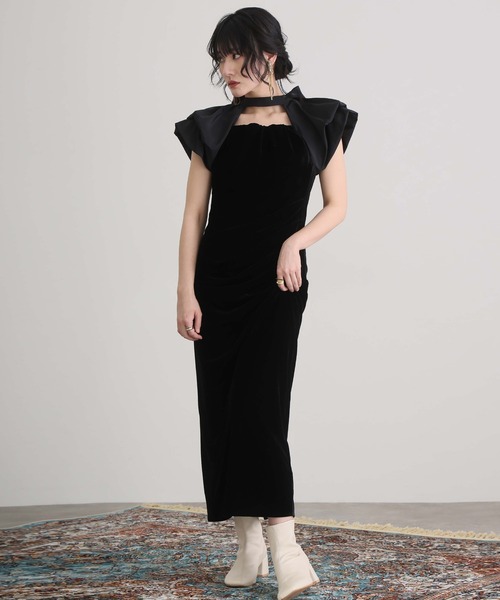 atlo（アトロ） ドレス ミモレ丈＆袖ありフォーマルタイトバルーン