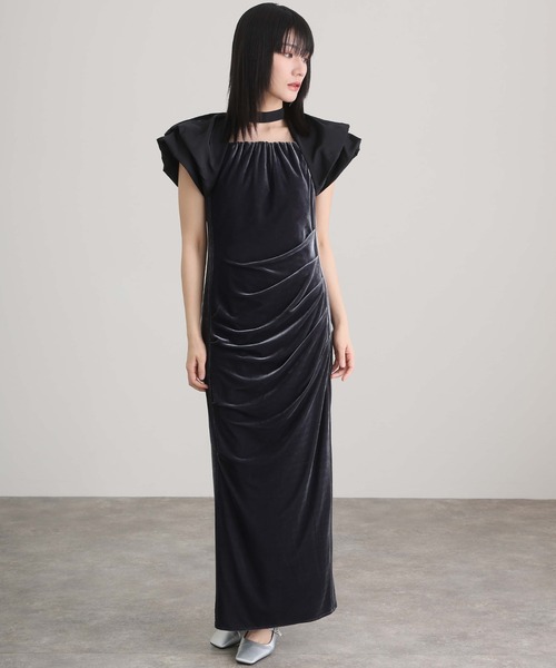 atlo（アトロ） ドレス ミモレ丈＆袖ありフォーマルタイトバルーン