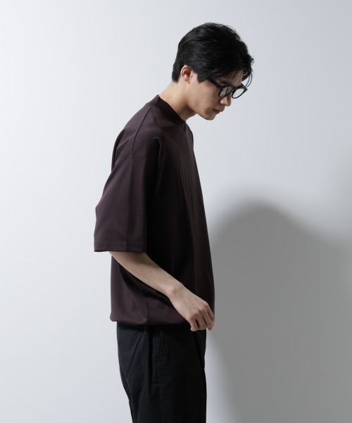 NANO universe tシャツ シルケットポンチワイドモックネックT