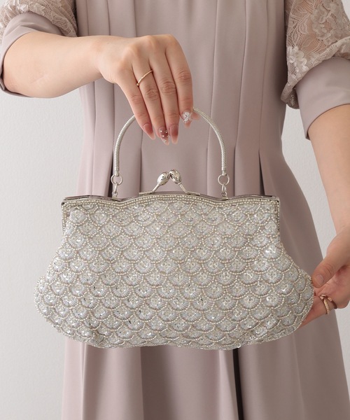 パーティーバッグ(全面ビーズ・がま口) Lace Ladies クラッチバッグ パーティーバッグ 3WAY ビーズ