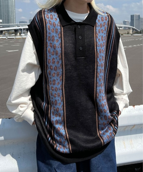 「sedacle」 ノースリーブニット LARGE ブルー メンズ