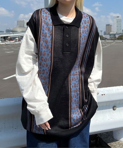 「sedacle」 ノースリーブニット LARGE ブルー メンズ