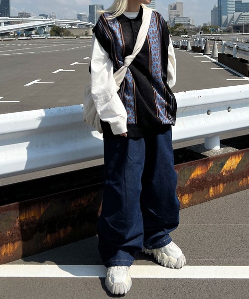「sedacle」 ノースリーブニット LARGE ブルー メンズ