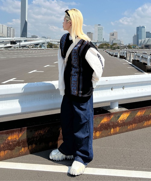 「sedacle」 ノースリーブニット LARGE ブルー メンズ