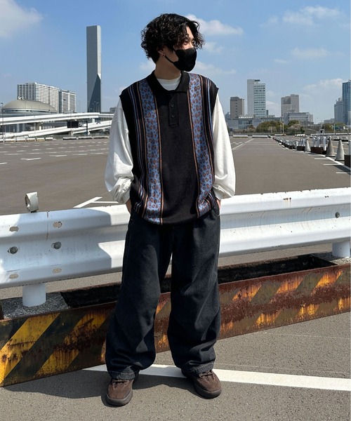 「sedacle」 ノースリーブニット LARGE ブルー メンズ