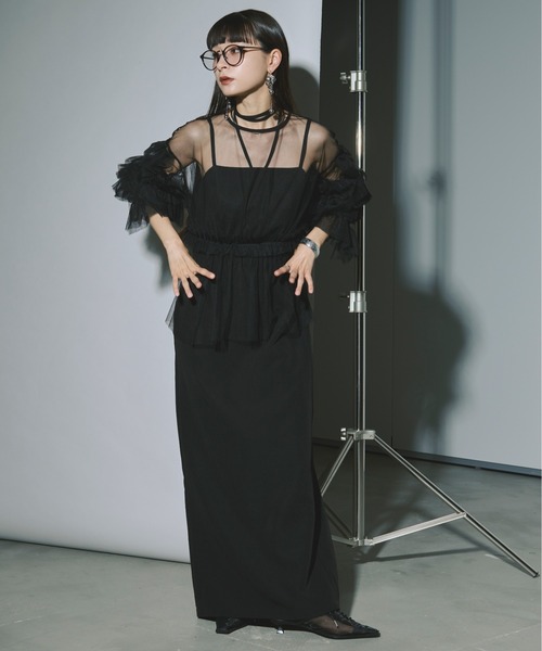 ドレス Elegant volume sleeves セットキャミドレス Elegant Ezick