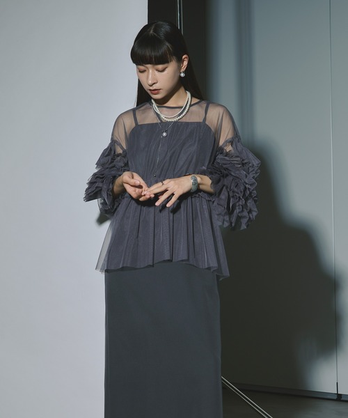 Ezick ドレス Elegant volume sleeves セットキャミドレス