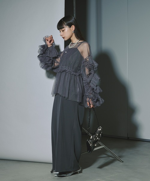 超人気の雑貨店 ドレス Ezick Elegant セットキャミドレス sleeves volume ワンピース
