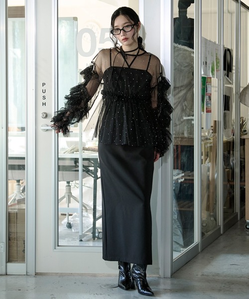 Ezick ドレス Elegant volume sleeves セットキャミドレス : ZOZOTOWN