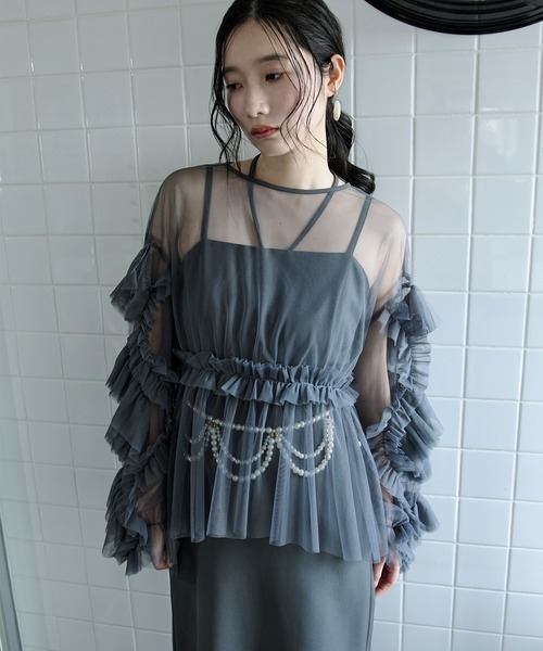 Ezick ドレス Elegant volume sleeves セットキャミドレス : ZOZOTOWN