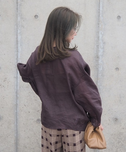 ブラウス シャツ 2way linen key neck tunic blouse /2way リネン キーネック チュニック ブラウス レディース ブラウス シャツ 2way linen key neck tunic blouse /2way