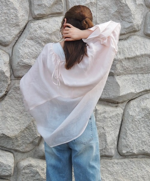 ブラウス シャツ 2way linen key neck tunic blouse /2way リネン キーネック チュニック ブラウス レディース ブラウス シャツ 2way linen key neck tunic blouse /2way