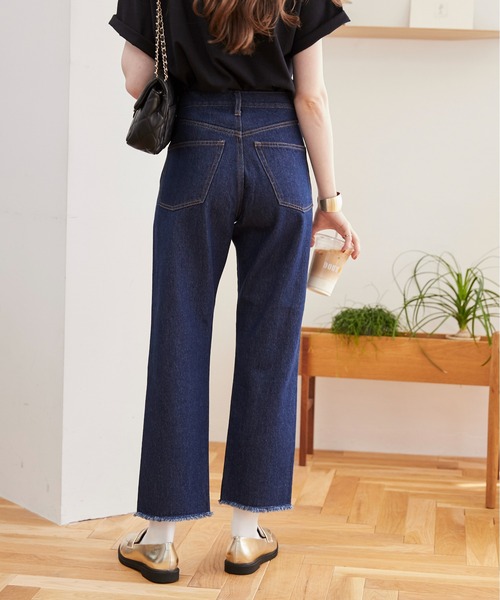 [ANGIE] обработка Denim брюки LARGE голубой женский 