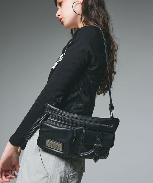 X-girl ショルダーバッグ バッグ FAUX LEATHER 2WAY BELT BAG