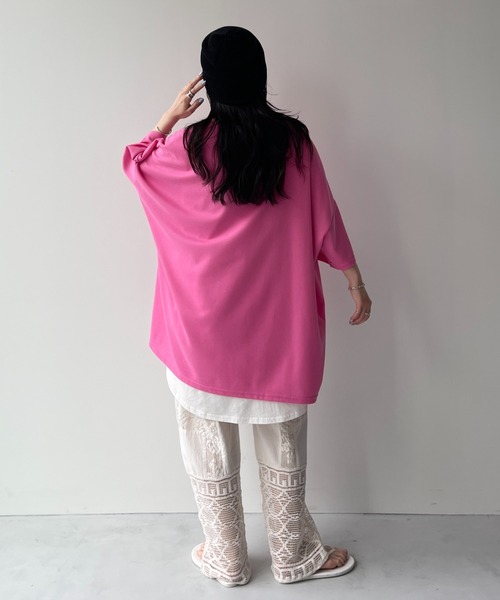 60s 半袖sweat 切りっぱなし 薄フェード ピンク wee9s tシャツ HANSODE sweatee / スーパールーズライトス