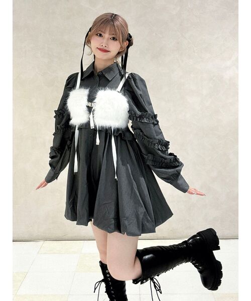 jouetie（ジュエティ） ワンピース フリルショルダーバルーンミニ