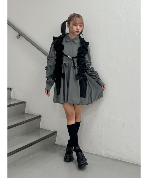 jouetie ワンピース フリルショルダーバルーンミニワンピース