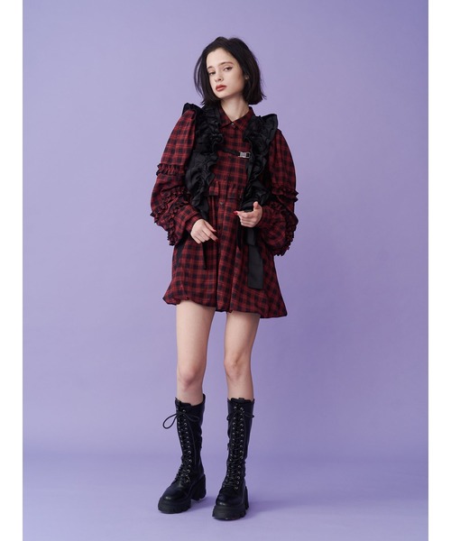 jouetie ワンピース フリルショルダーバルーンミニワンピース