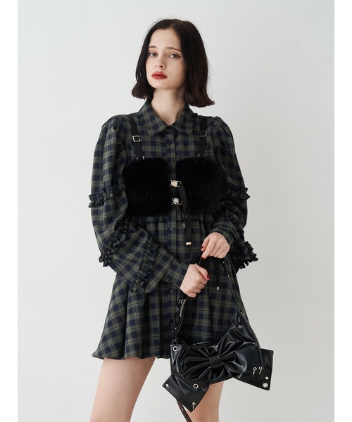 jouetie（ジュエティ） ワンピース フリルショルダーバルーンミニ