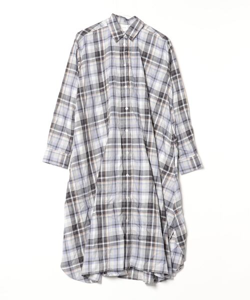 【未使用級】スピックアンドスパン チェック コットン シャツ ワンピース Spick＆Span 「Spick & Span」 シャツワンピース FREE ブルー