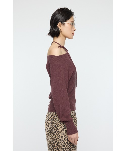 大人気完売！マウジー　RUFFLE SHOULDER ニットトップス MOUSSY（マウジー） ニット セーター ONE SHOULDER ニットトップス 冬