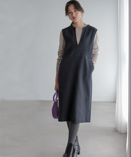 組曲（KUMIKYOKU） スカート ミドルジャージー ジャンパースカート