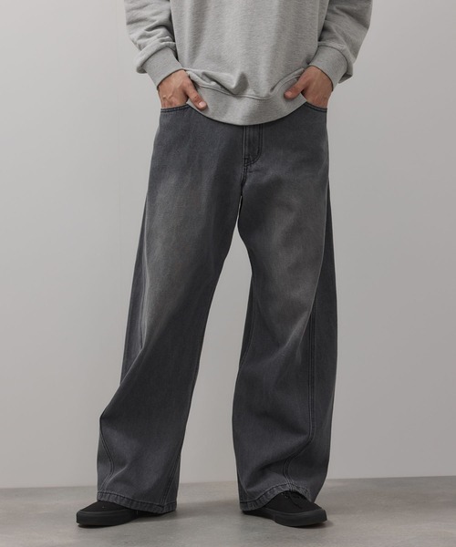 ワイドパンツ ジーンズ Curved Wide-Leg Denim Pants デニムカーブ