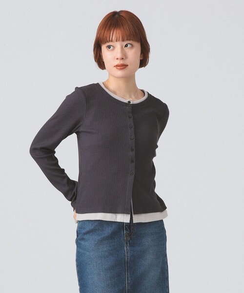 Ray BEAMS（レイ ビームス） カーディガン RIB レイヤード