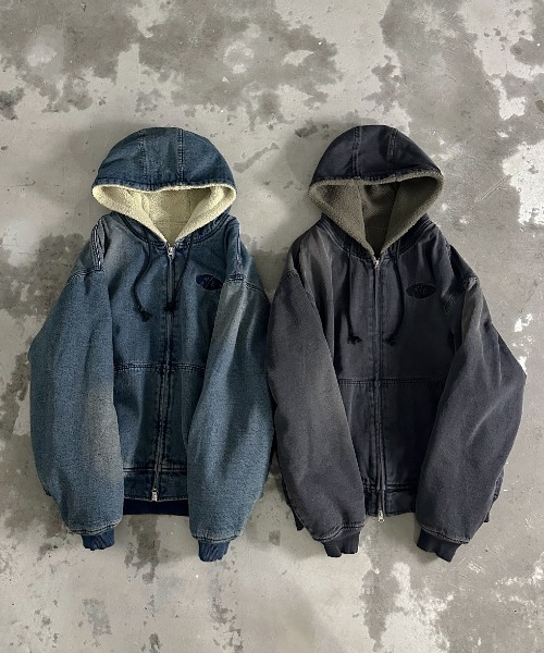 A'gem（エージェム） パーカー A'GEM/9 × .kom ボアデニムジップアップ