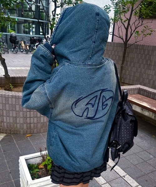 A'gem（エージェム） パーカー A'GEM/9 × .kom ボアデニムジップアップ