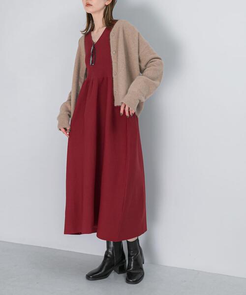 ワンピース 「WEB/一部店舗限定」フォルムシルエットVネックリブ