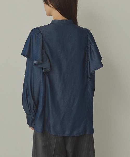ブラウス シャツ テンセルデニム フリルシャツ レディース | hunch | 22