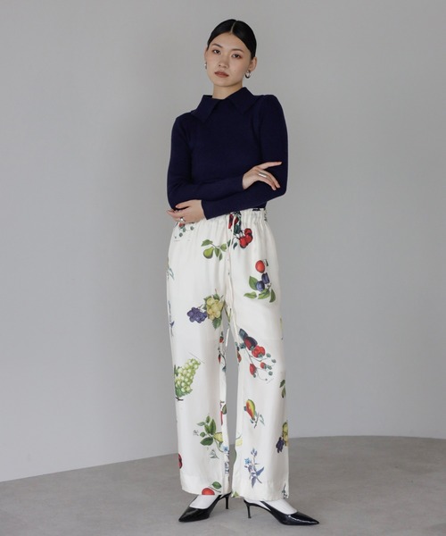 ENC ニット セーター back button high neck knit with collar / ポロ