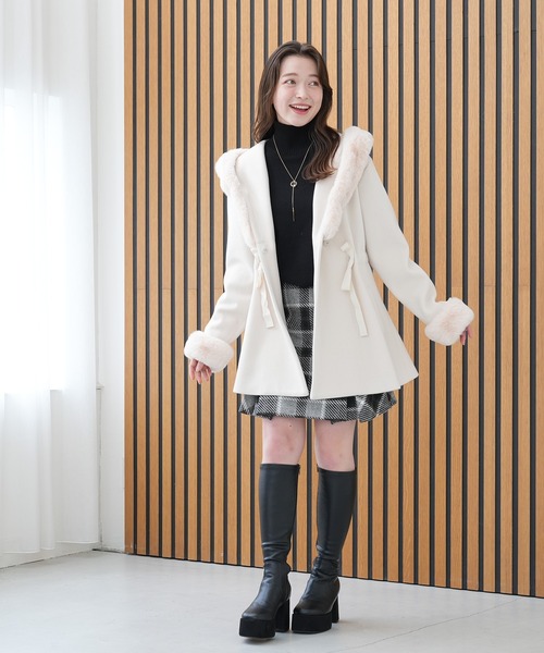 レディース♡ボア付きハーフコート♡ ボアハーフコート | ファッション通販サイト NUGU