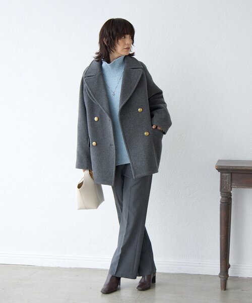 RIVE DROITE　ラグランピーコート　ラグランPコート　ネイビー RIVE DROITE（リヴドロワ） ピーコート pコート 「リバイバル/新色追加